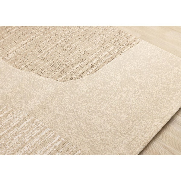 Solara Collections 8 ft. x 11 ft. Beige Distressed, Geometric, Tonal/Solid Indoor Area Rug