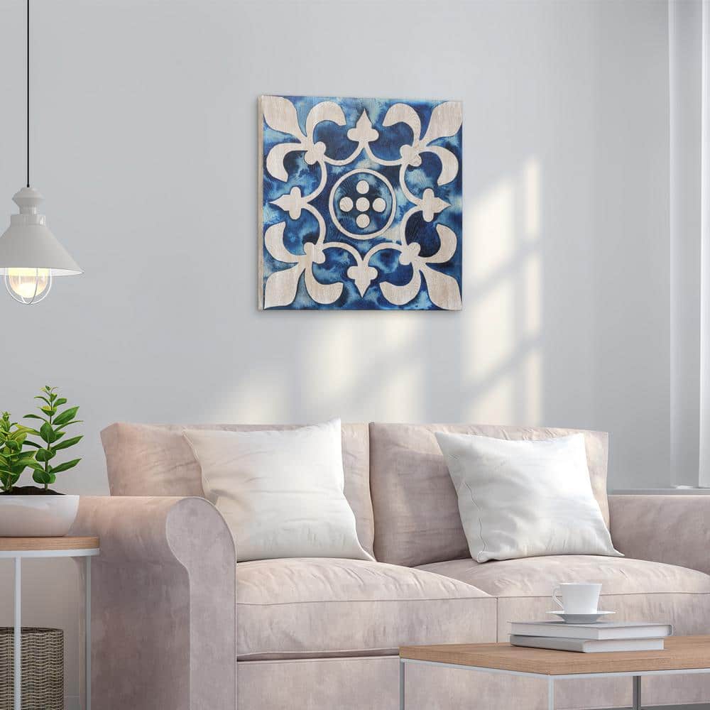 Cobalt Blue and Ash Wood Abstract Square Wall Art