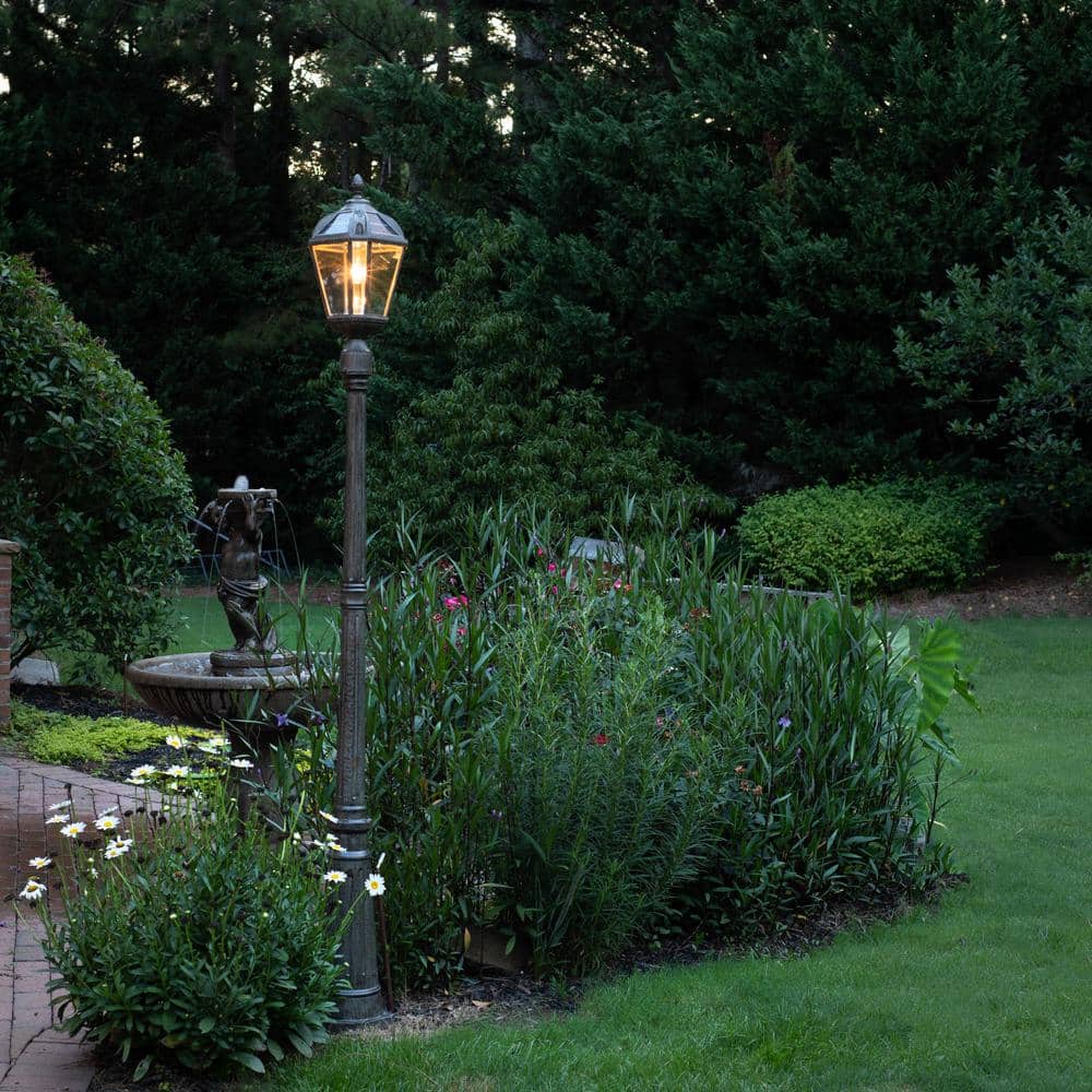 Orleans Inspired Weathered Bronze Solar Lamp Post with LED & Dusk to Dawn Feature