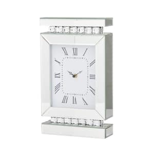 Silver Wood Glam Analog Clock