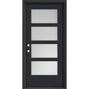Performance Door System 36 in. x 80 in. VG 4-Lite Right-Hand Inswing Pearl Black Smooth Fiberglass Prehung Front Door