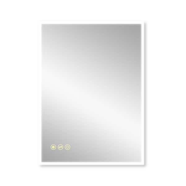 Satico 22 in. W x 30 in. H Rectangular Frameless Anti-Fog Wall Mounted LED Light Bathroom Vanity Mirror in Silver