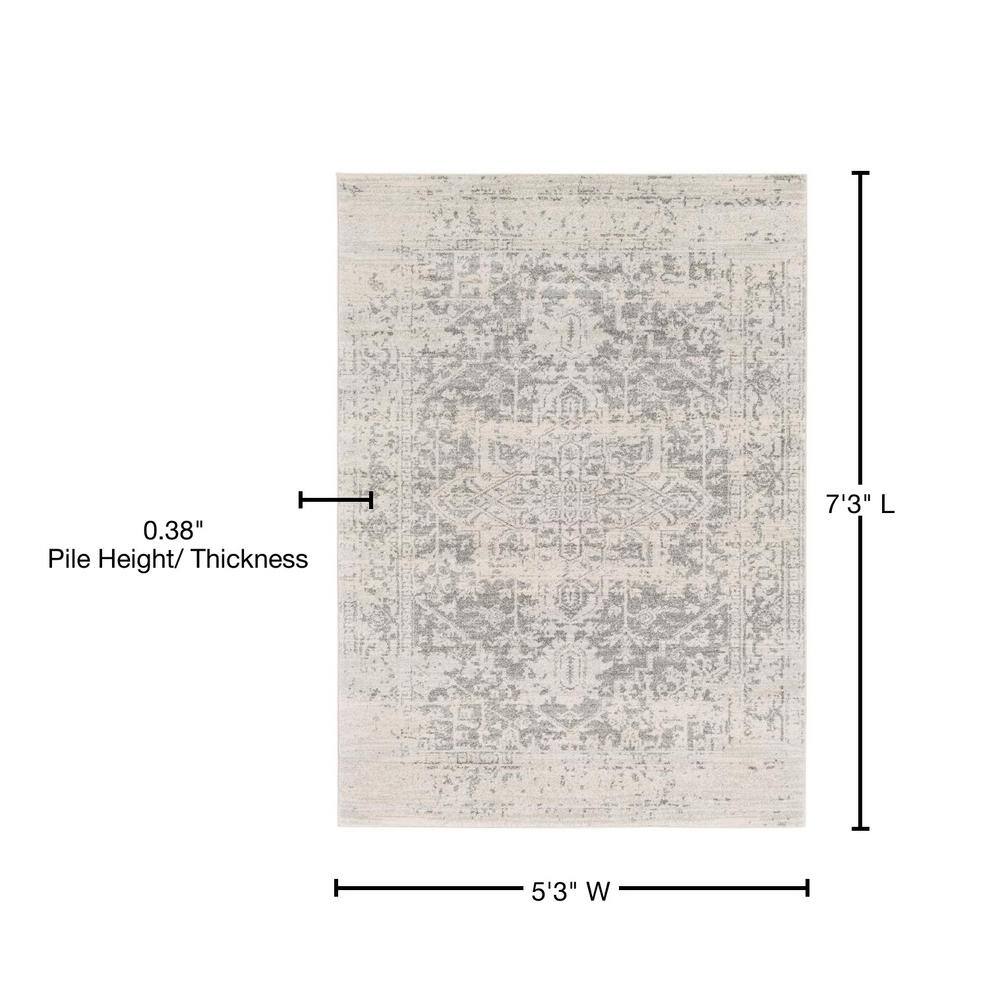 Grayson Elegance Gray Synthetic 5'3" x 7'3" Stain-Resistant Rug