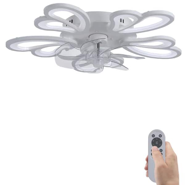 Keazile 22 in. Modern Flush Mount Indoor White Ceiling Fan with LED Lights, Remote Control and DC Motor for Small Bedroom