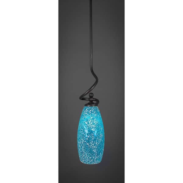 Unbranded Royale 100 W 1-Light Dark Granite Standard Mini Pendant Light with Glass Shade