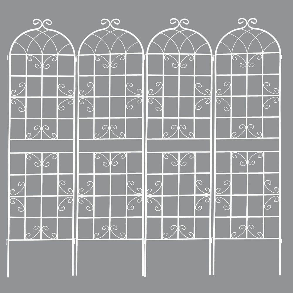 4-Pack 19.7 in. W x 86.7 in. H White Metal Garden Trellis Garden Fencing fo