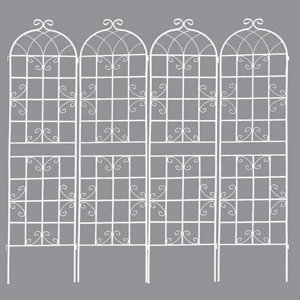 Unbranded 4-Pack 19.7 in. W x 86.7 in. H White Metal Garden Trellis Garden Fencing for Climbing Plants Outdoor Patio Plant Trellis