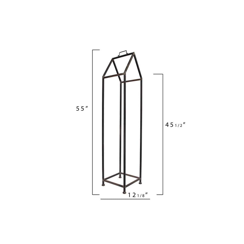 Tall Black Metal House-Shaped Firewood Holder
