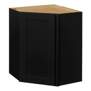 Avondale 24 in. W x 24 in. D x 30 in. H Ready to Assemble Plywood Shaker Diagonal Corner Kitchen Cabinet in Raven Black