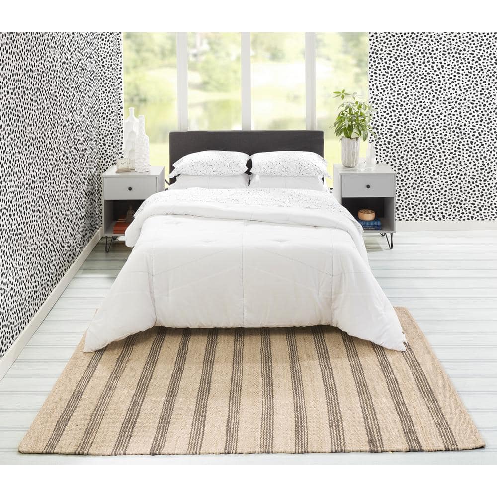 Charcoal Striped Handwoven Jute 5' x 7' Area Rug