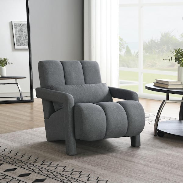 CHRISTOPHER KNIGHT HOME Lesa Modern Linen Upholstered Accent Arm Chair, Dark Grey