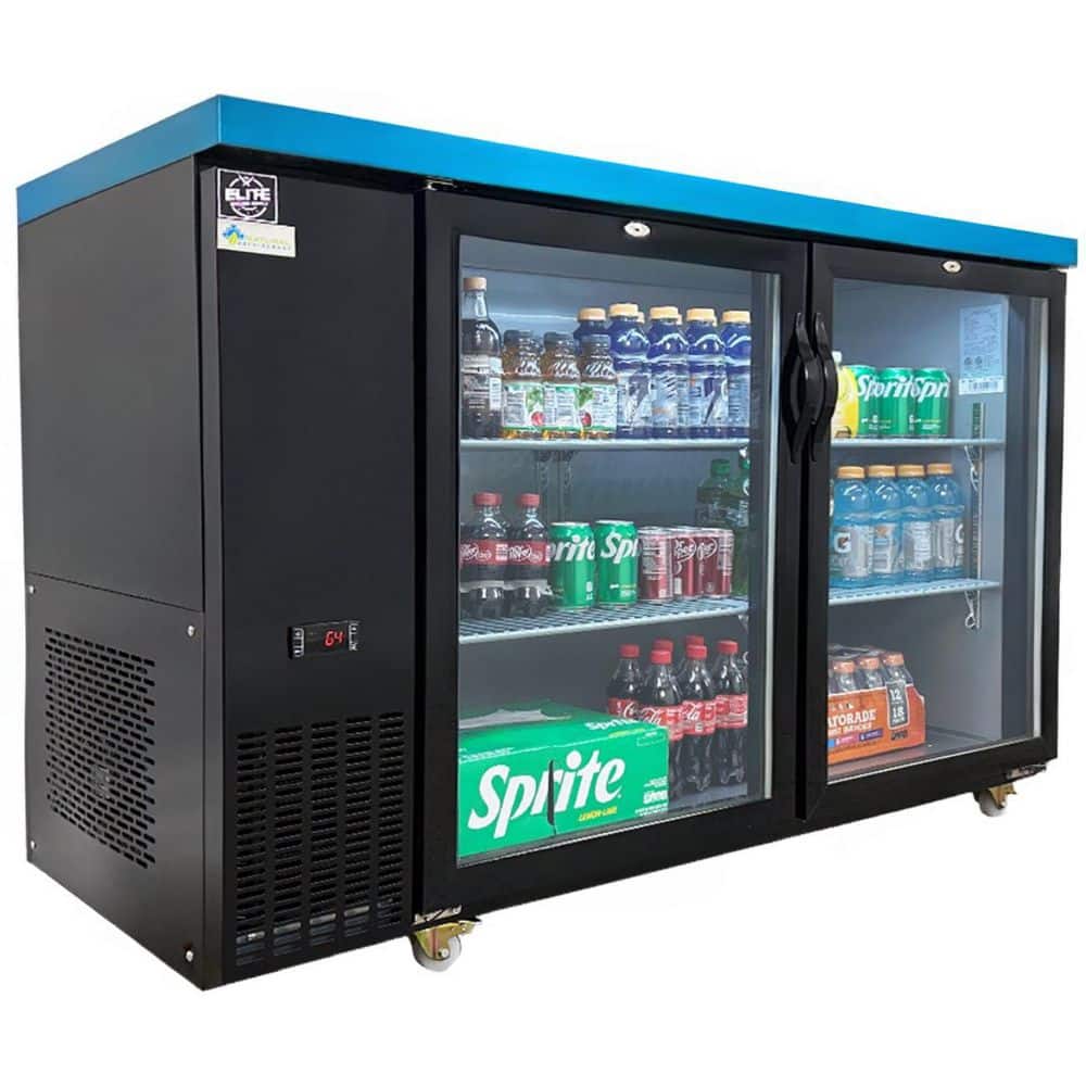 57 in. 15.24 cu. ft. Commercial Beer Black Glass Door Back Bar Cooler Case EBB60-H2 Black