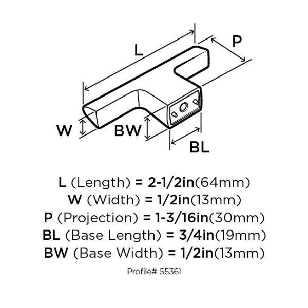 Satin Nickel 2.5" T-Handle Cabinet Knob with Mounting Hardware