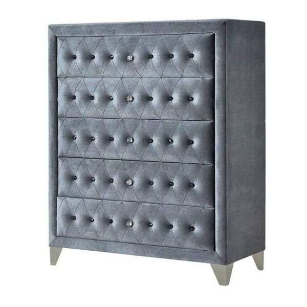 Benjara 19 In. Gray 5-Drawer Wooden Chest Of Drawers BM232975 - The ...