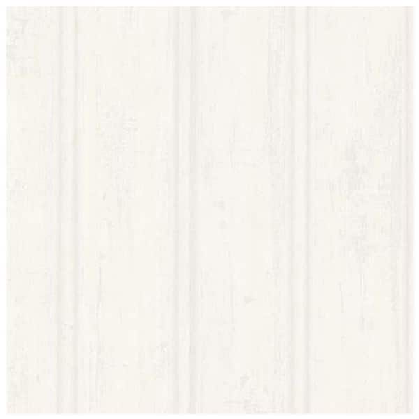 Brewster Grayling Cream Textured Wood Paneling Vinyl Peelable Roll Wallpaper (Covers 56.4 sq. ft.)