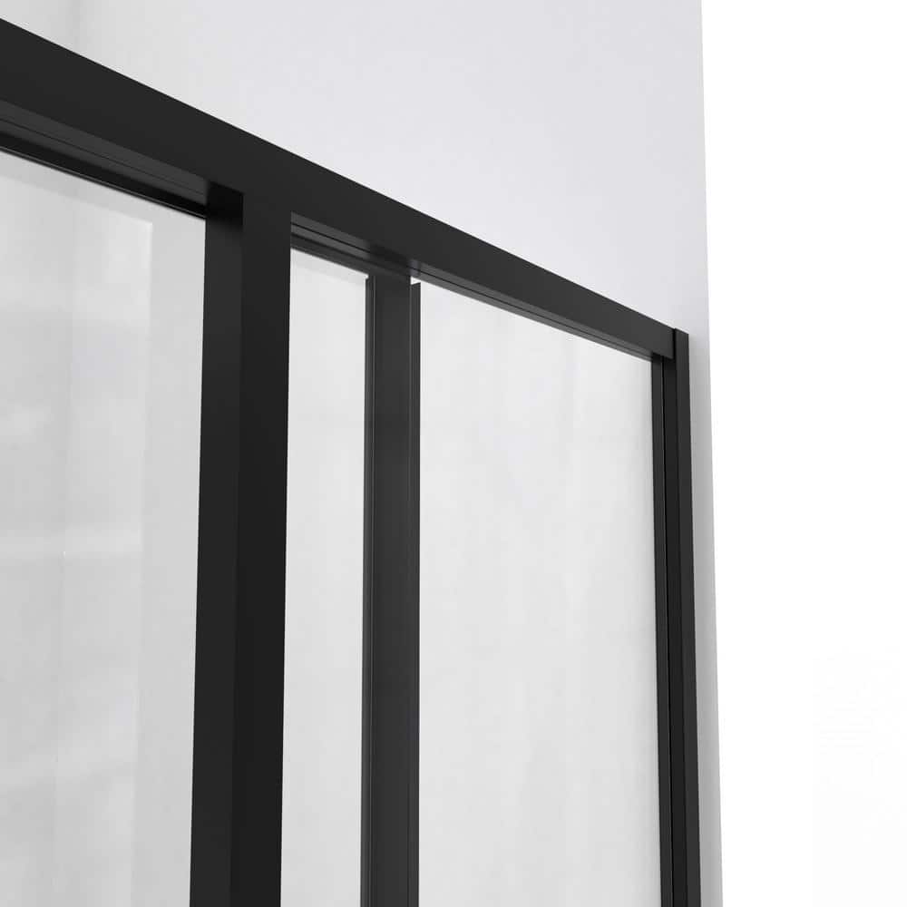 Matte Black 36" x 36" Sliding Shower Enclosure with Acrylic Wall Kit