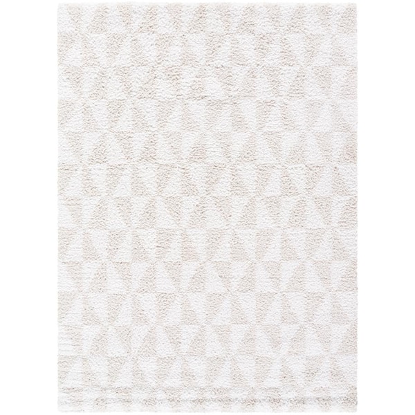 Sacramento Shag White/Beige Modern 5 ft. x 7 ft. Indoor Area Rug