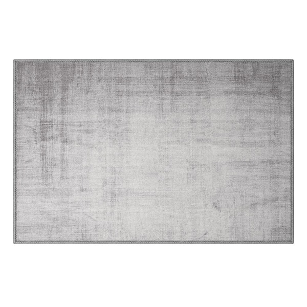 2 ft. x 3 ft. Gray Indoor Welcome Mat Rug for Entryway, Machine Washable Non-Slip Vintage Soft. Carpet w/ Rubber Backing