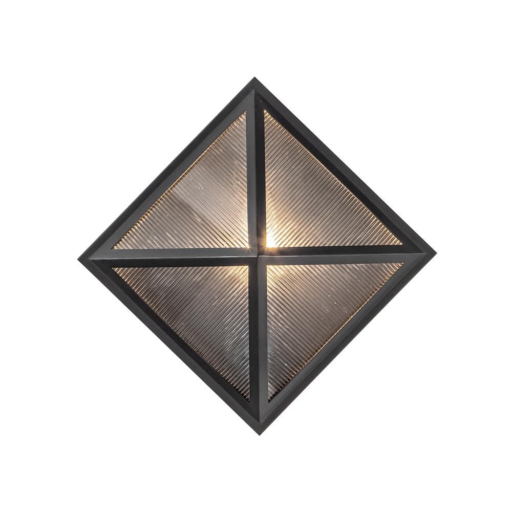 Cairo Black Ribbed Glass Dimmable Outdoor Wall Sconce