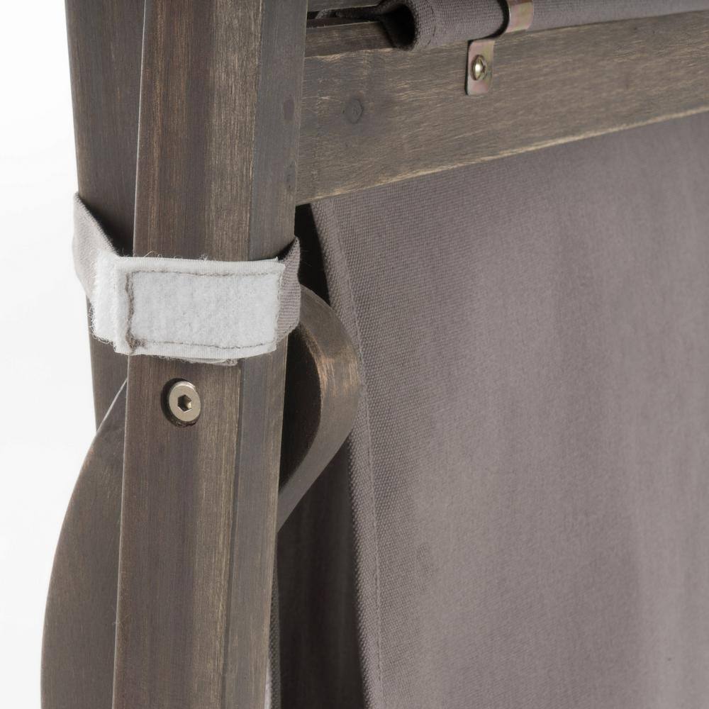 Eucalyptus Wood & Grey Canvas Outdoor Sling Chair Set