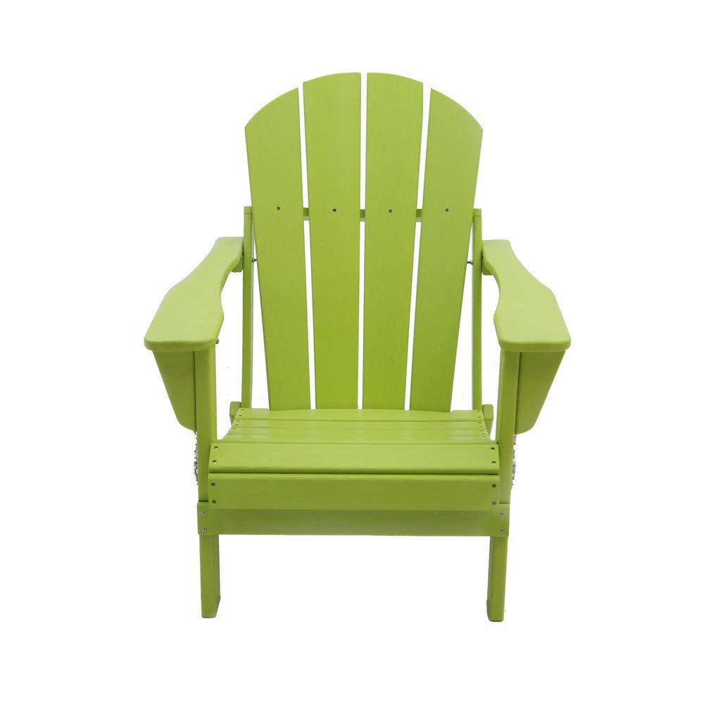 Classic Lemon Green Folding Plastic Adirondack Chair