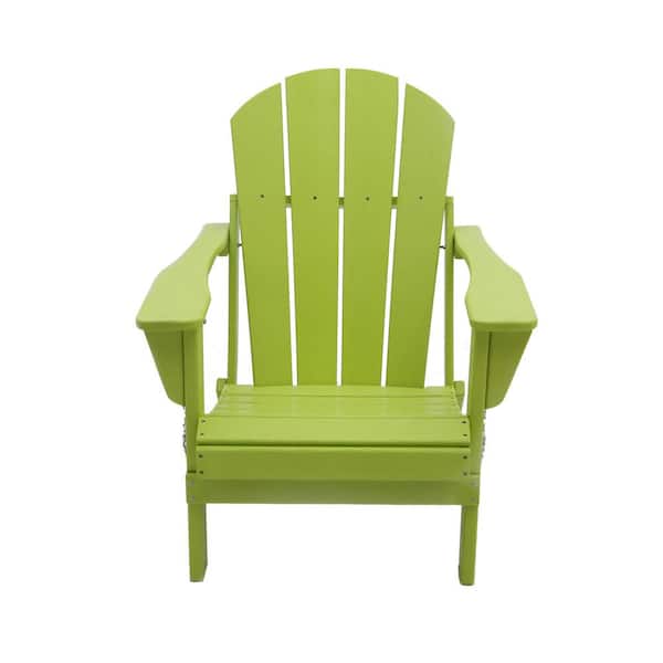 Unbranded Classic Lemon Green Folding Plastic Adirondack Chair