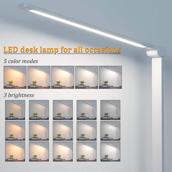 13 in. White LED Task and Reading Desk Lamp Touch Control Lamp-848