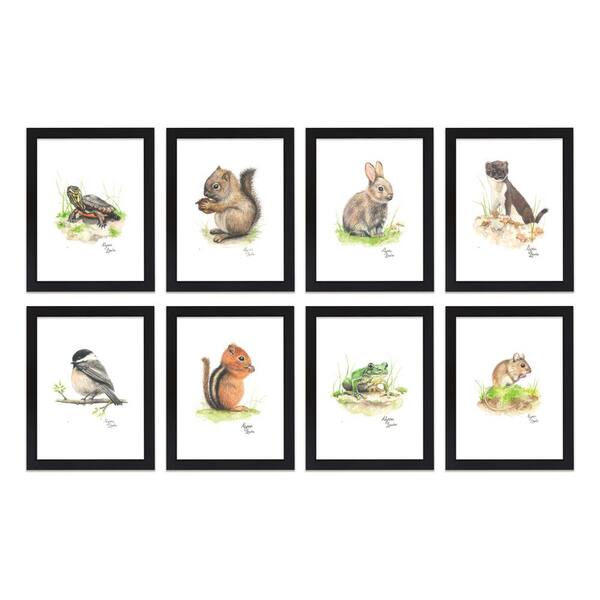 Unbranded "Woodland Tinies" by Alyssa Lewis Set of Eight Black Framed Animal Art Prints 20 in. x 16 in.