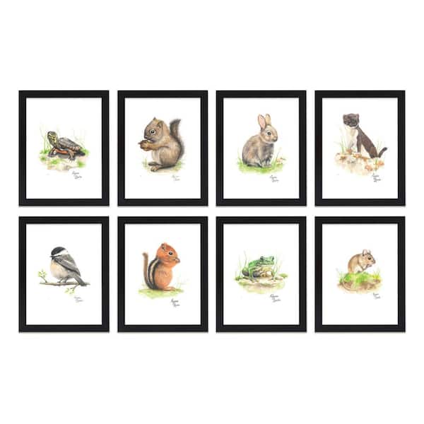 Unbranded "Woodland Tinies" by Alyssa Lewis Set of Eight Black Framed Animal Art Prints 24 in. x 18 in.
