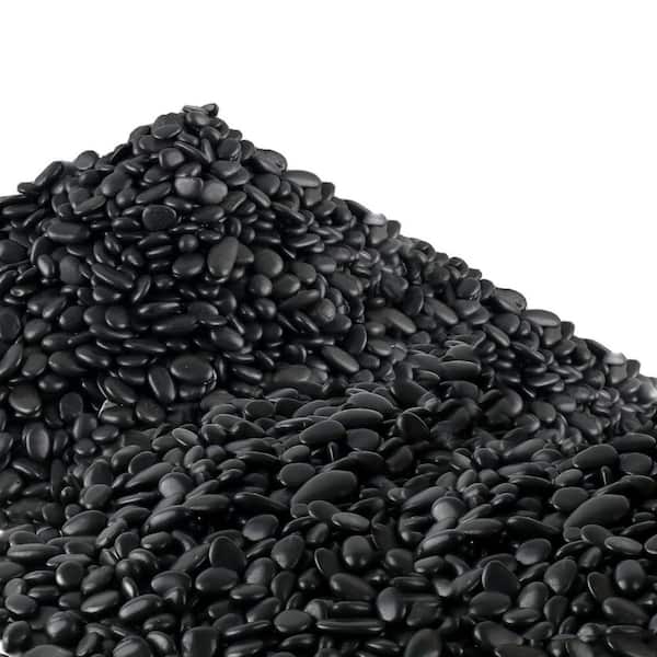 0.5 cu. ft. Polished Black Decorative Stones River Rock 45 lbs. Bag for Landscaping Vases Garden Indoor Outdoor