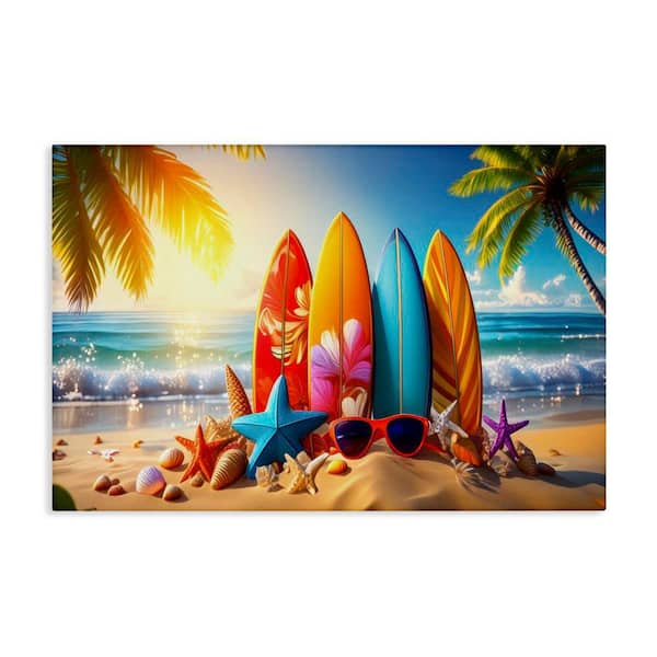 Stupell Industries Tropical Surf & Turf by Alina Georgescu Unframed Coastal Graphic Art Print 24 in. x 36 in.