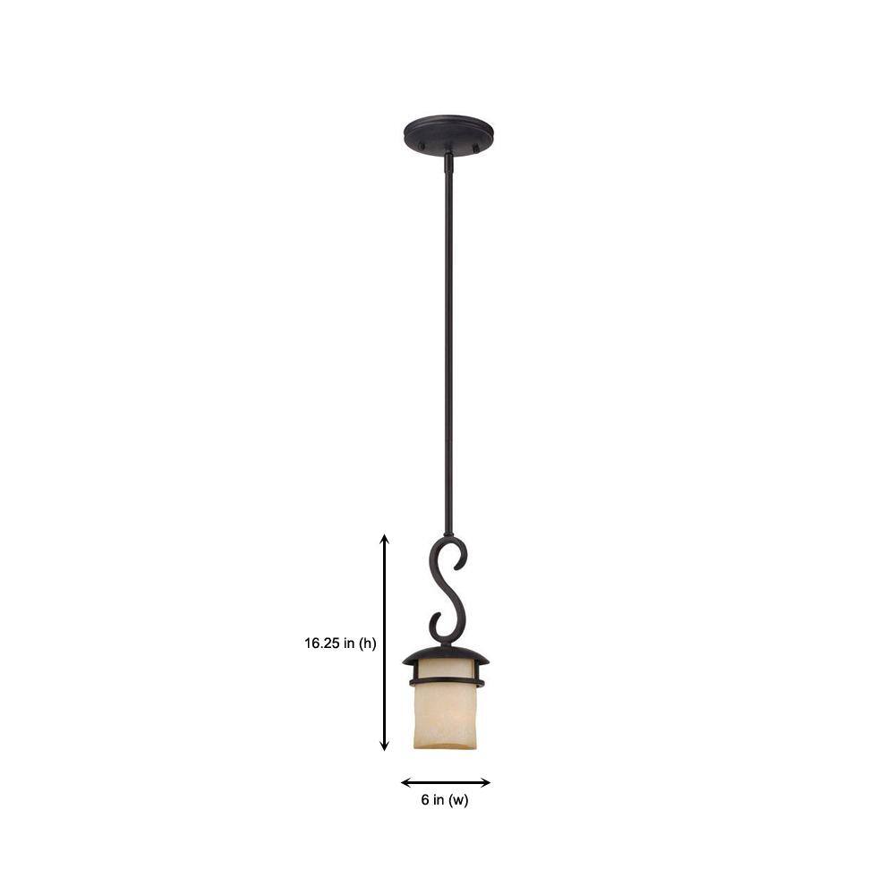 Lauderhill Warm Amber Glaze Glass & Black Iron Mini Pendant
