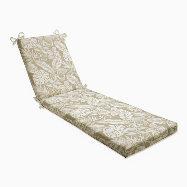 Floral 23 x 30 Outdoor Chaise Lounge Cushion in Natural/White Delray