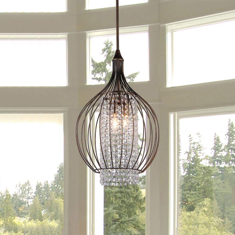 Radiant Globe Crystal-Bronze Chandelier 15" Incandescent Sphere