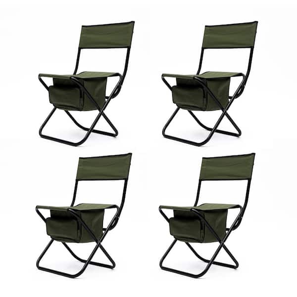 Unbranded 4-piece Folding Outdoor Chair with Storage Bag, Portable Chair for indoor, Outdoor Camping, Picnics and Fishing, Green