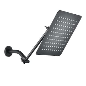 1-Spray Pattern 2.5 GPM 10 in. Wall Mount Fixed Shower Head, Square High Pressure Shower Head with Arm in Matte Black