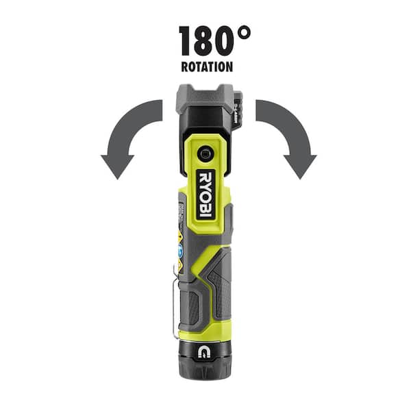 RYOBI - USB Lithium Cordless Pivoting 625 Lumens Rechargeable Head Flashlight Kit with 2.0 Ah Battery and Charging Cable