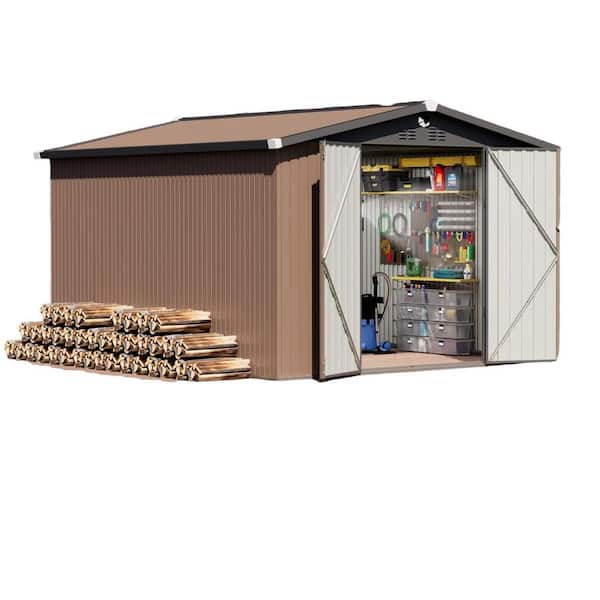 10 ft. x 12 ft. Metal Garden Storage Shed, Outdoor Shed with Roof
