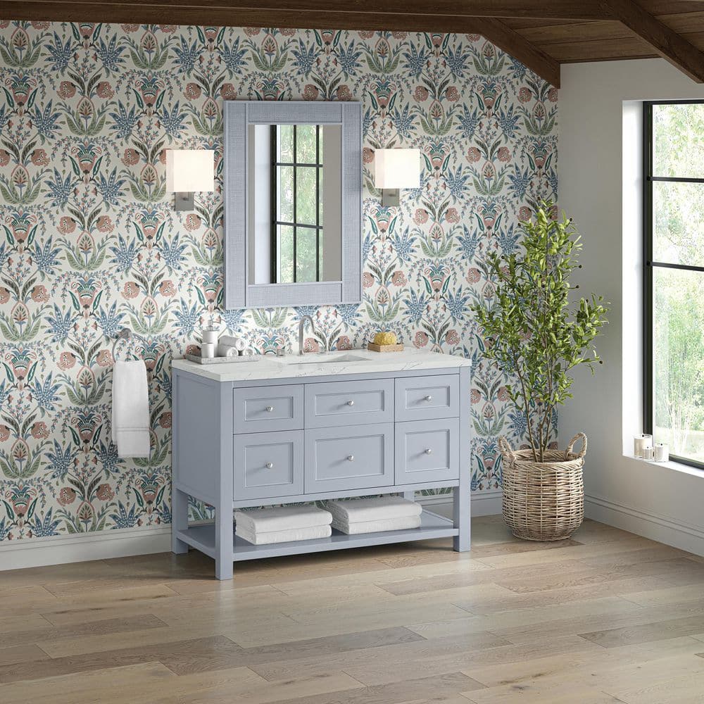 Breckenridge 48.0 in. W x 23.5 in. D x 34.25 in. H Single Bath Vanity in Serenity Blue with Quartz Ethereal Noctis Top price history on PriceWatchPro