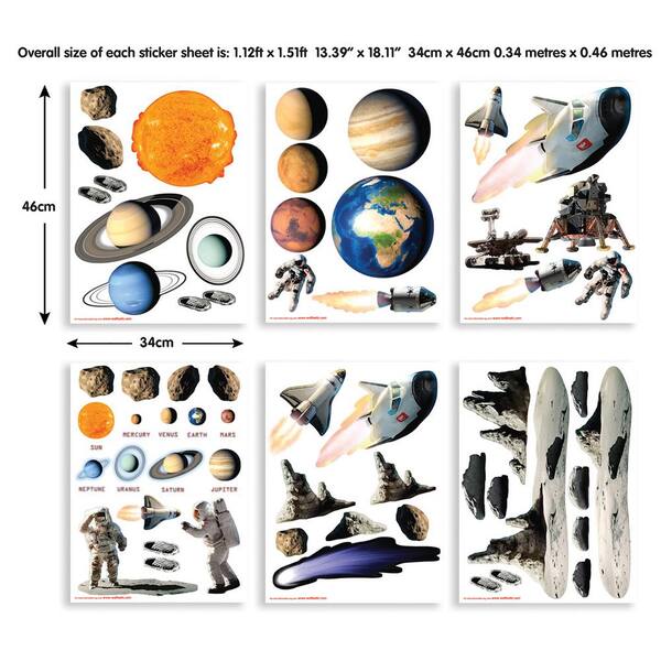 Walltastic Multi-Color Space Adventure Wall Stickers