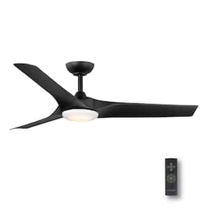 Gossamer 52 in. Integrated LED Indoor Matte Black Ceiling Fan with Remote Control and White Color Changing Light Kit