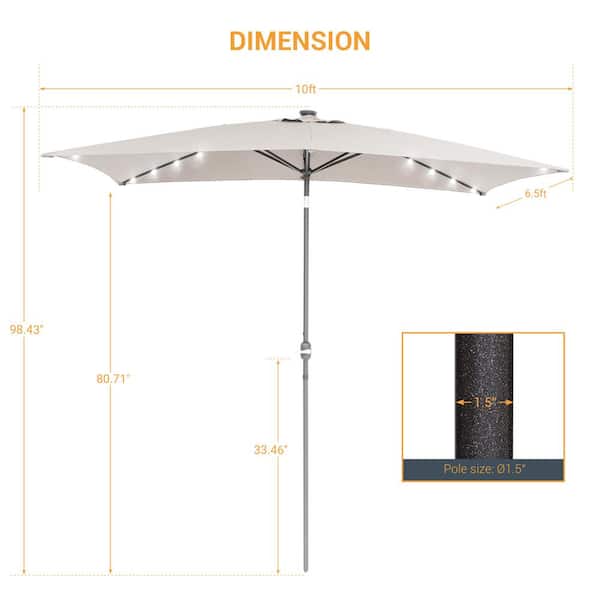 Sonkuki 10 ft. x 6.5 ft. Rectangle Solar LED Outdoor Patio