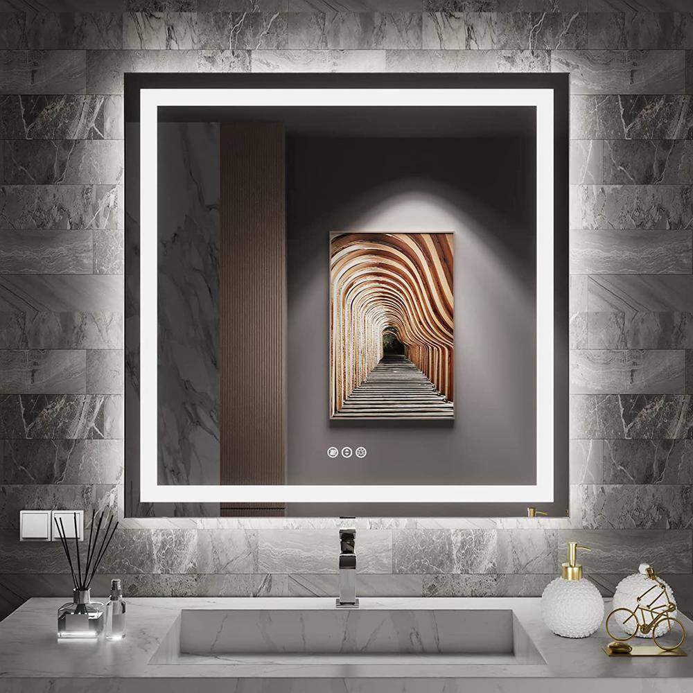 Vanity Trident 36 in. W x 36 in. H Rectangular Frameless LED Wall Mount Bat