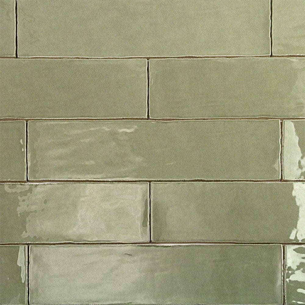 Messi 3" x 12" Polished Green Ceramic Subway Wall Tile