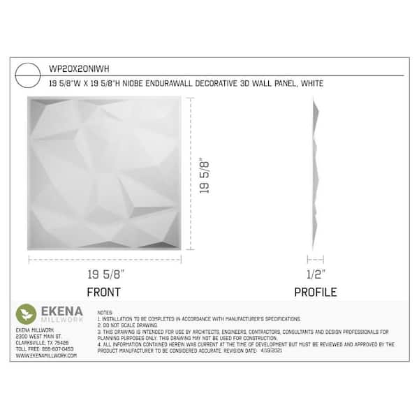 1 in. x 19-5/8 in. x 19-5/8 in. White PVC Niobe EnduraWall Decorative 3D Wall Panel (2.67 sq. ft.)