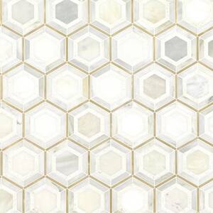Medici Gold Pattern 10.83 in. x 12.44 in. Glossy Metal Mesh-Mounted Mosaic Tile (0.94 sq. ft./Each)