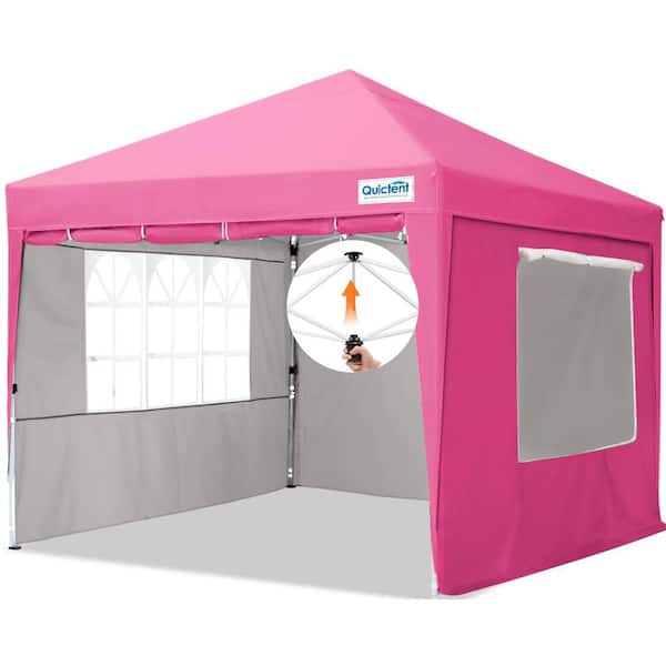 10 ft. x 10 ft. Outdoor Pink Pop Up Canopy Tent with Detachable Window Sidewalls,Wheeled Bag Included