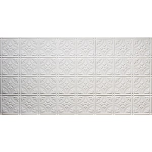 Dimensions 2 ft. x 4 ft. Glue Up Tin Ceiling Tile in Matte White