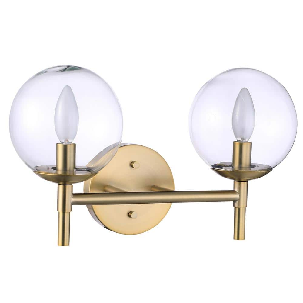 Auresa Soft Brass 2-Light Outdoor Vanity with Clear Glass