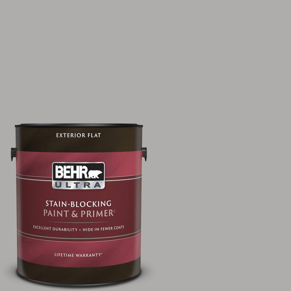 BEHR ULTRA 1 gal. N5203 Flannel Gray Flat Exterior Paint & Primer